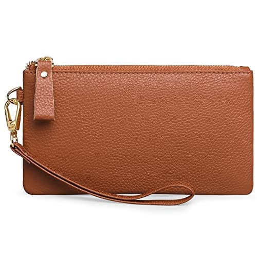 Image of SENDEFN Wristlet Bag, RFID Blocking Clutch Bags, Genuine Leather Handbags for Women with Wrist Strap and Zip Pocket Compartment
