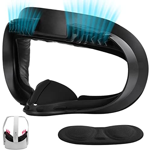 Image of Techken Facial Interface for Meta Quest 2, Sweat-Proof Foam Face Cover with Anti-Leakage Nose Pad & Lens Cover, Removable VR Cushion Replacement Set