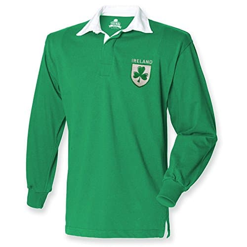 Image of Ireland Retro Rugby Shirt Fans Jersey Shamrock Logo Mens 6 Nations Irish
