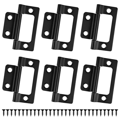 Image of YUUTIAL 6PCS Black Door Hinges, 2 inch Flush Hinges Cabinet Window Internal, Flush Mount Bearing Mute No Noise Matt Black for Wooden Doors Fence Closet Drawer