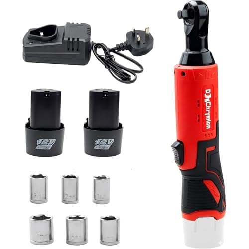 Image of DogChrymion 12V 3/8 '' Cordless Electric Ratchet Wrench Set,Brushless,Variable Speed Trigger, Power Ratchet Tool Kit with 2 Batteries