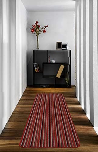 Image of eXtreme MODERN MACHINE WASHABLE ANTI SLIP KITCHEN UTILITY HALL LONG RUNNER DOOR MAT RUG (Red, 180 x 67cm runner)