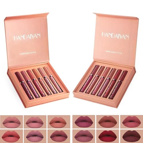 Image of 12 Pcs Matte Liquid Lipstick Set | Hydrating Waterproof Non Stick Lip Liner Lip Gloss Velvet Finish | Long Lasting Shades of Red & Pink Color | Beauty Makeup Kit & Gift Packed for Women (2.5 ML Each)