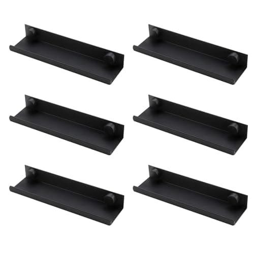 Image of 6 Pcs Vinyl Shelves Wall Mount Record Display Holder 12 Inch Albums LP Minimalist Record Storage Stand Set for CD Book Photo Picture Display in Office Home Store Easy Install (Black Metal)