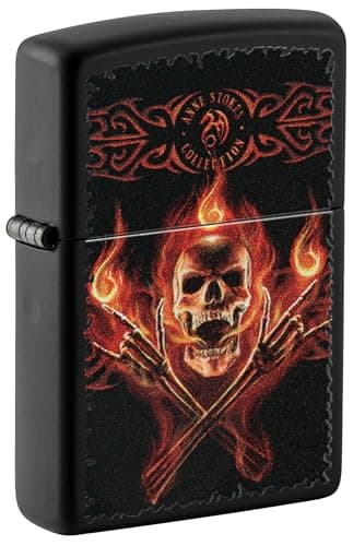 Image of Zippo Windproof Lighter, Anne Stokes Design – Matt Black, Colour Image – Refillable, Reusable, Windproof Design – Comes in Gift Box – Made in USA