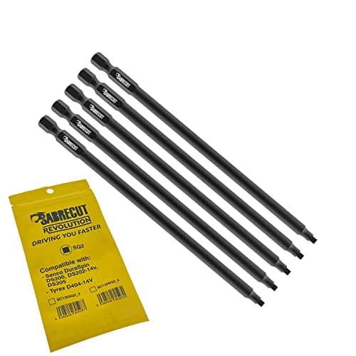 Image of 5 x SabreCut SC130SQ2_5 130mm SQ2 Compatible with SENCO DuraSpin DS200 DS202 DS202-14v DS205 EA0123 and TYREX D404-14V Autofeed Collated Drywall Screwdriver Gun Bit Single Ended Square No.2 Heavy Duty