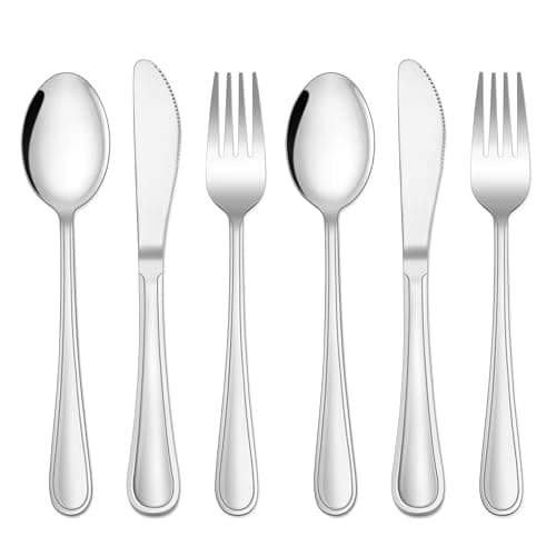 Image of Herogo Kids Cutlery Set, 6 Pieces Stainless Steel Children Flatware Silverware Set, Child Toddler Cutlery Include 2 Knives, 2 Forks, 2 Spoons, Smooth Edge & Mirror Polished, Dishwasher Safe