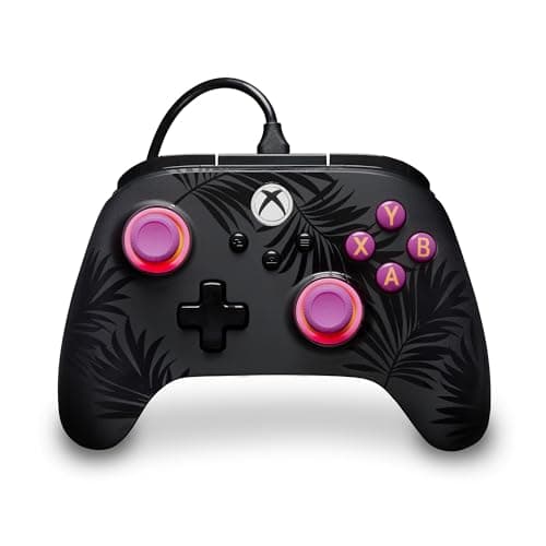 Image of PowerA Advantage Plus Wired Controller for Xbox Series X|S - Moonlit Palms, officially licensed, adjustable height thumbsticks, hall effect, mappable buttons, works with Xbox One and Windows 10/11 PC