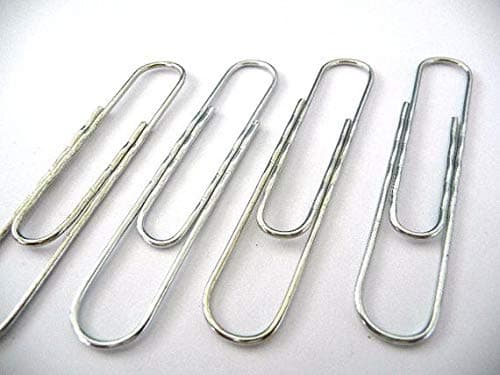 Image of Pack of 100 Large Jumbo Giant Big Paper Clips Wavy Length 75mm Paperclips