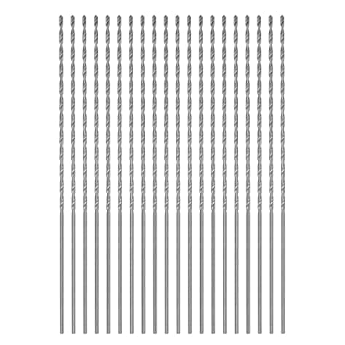 Image of sourcing map 20pcs Extra Long Drill Bits, 1mm HSS Drill Bit with High Speed Steel Straight Shank 80mm Length for Metal Woodwork Plastic Aluminum Alloy