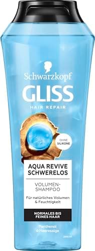 Image of Gliss Aqua Revive Weightless Shampoo (250 ml), Silicone Free Hair Shampoo for Natural Volume & Moisture, Volume Shampoo for Normal to Fine Hair