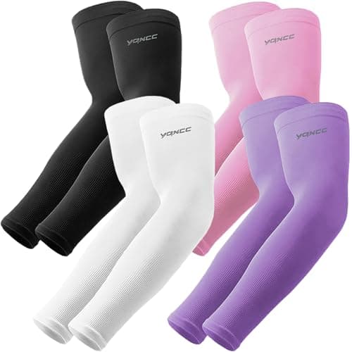 Image of YQXCC 4 Pairs Arm Sleeves | Cooling UV Sun Protection | Sports Compression | for Men Women | for Golf Basketball Football