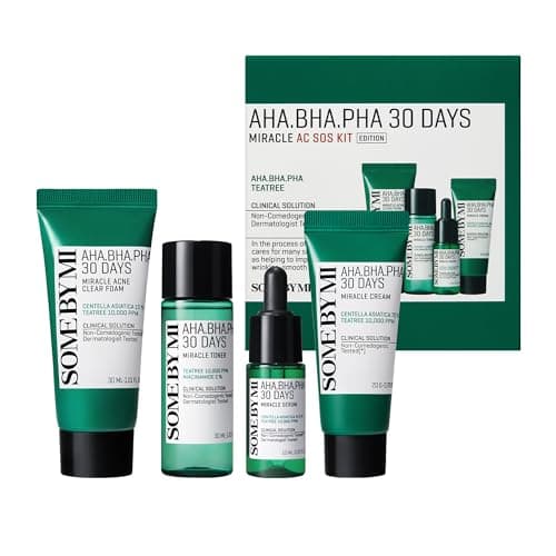 Image of SOME BY MI Aha.Bha.PHA 30Days Starter Limited Edition 4 Pcs Set (Toner 30ml+Serum 10ml+Cream 20g+Miracle Acne Clear Foam 30ml) Miracle AC SOS Kit