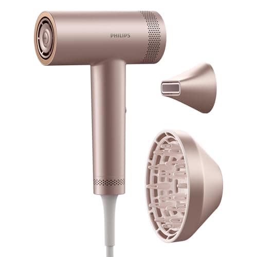 Image of Philips -8000 Series Hair Dryer with ThermoShield Advanced, Ionic, Brushless DC Motor, Scalp Care, 1400 W, Rose Champagne, Model BHD837/10