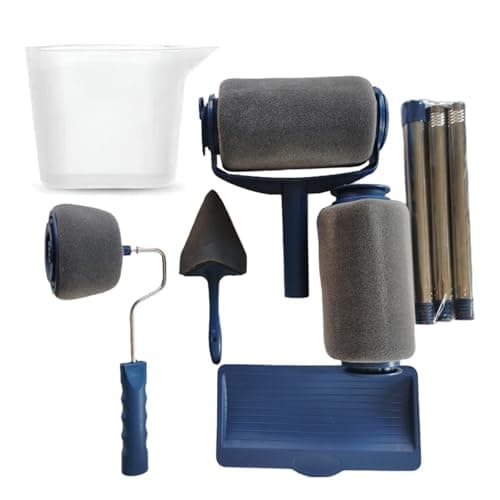 Image of Paint Roller Set 9pcs, Non Drip Paint Roller, Refillable Paint Roller, Fillable Paint Roller, Painting Roller Kit for House,Office Wall,Ceiling Painting