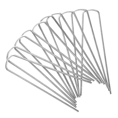 Image of Besto Garden Pegs Heavy Duty Tent Pegs Metal Ground Pegs Galvanised Steel Peg for Camping, Securing Weed Control Fabric, Ground Sheets Membrane, Netting, Fleece and Astro Turf | Pack of 10