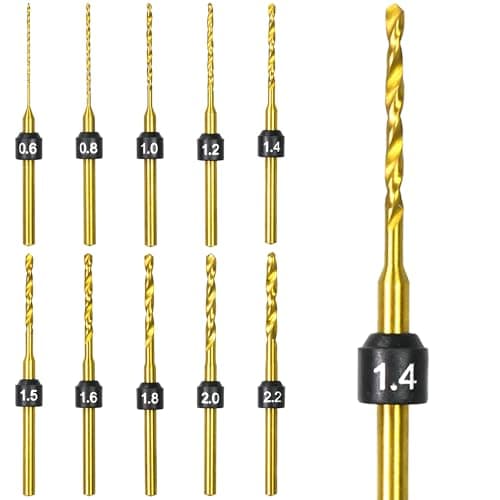 Image of ARROWMAX Mini Twist Drill Bits Set, Size Marked, 0.6mm-2.2mm, Titanium Coated High Speed Steel Micro Drill Bits, 3/32-Inch Shank, Hole Drilling Tool for DIY, Jewelry, Amber, Beads, Wood (Set B)