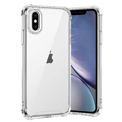Image of gueche Case for iPhone X and iphone XS, Crystal Clear Phone Cover, Shock-Absorption, Soft Silicone TPU + Hard Back PC Phone Basic Case, Compatible with Wireless Charger - Clear