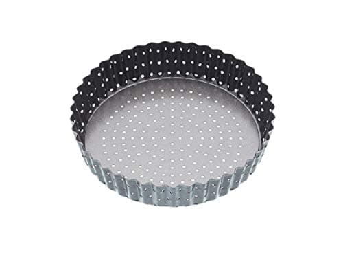 Image of MasterClass Crusty Bake 18 cm Perforated Quiche Tin with PFOA Non Stick and Loose Bottom, Fluted, Robust 1 mm Carbon Steel, Grey