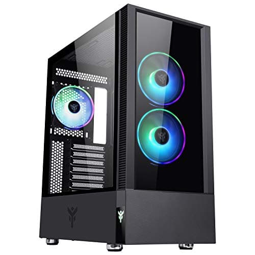 Image of Itek, VERTIBRA Q210 - PC Gaming Middle Tower ATX Case, 3 x 12 cm Fans, RGB Grid Addressable Radio Frequency Remote Control, 2xUSB3, Side Panel Temp Glass (Tempered Glass Side), Black