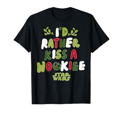 Image of Star Wars Rather Kiss A Wookiee Stitch Christmas T-Shirt