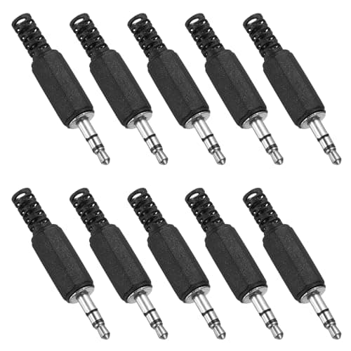 Image of sourcing map 10 Pcs 1/8" TRS Audio Male Plug, 3.5mm Stereo Jack Plug Adapter Replacement, 2 Pole Solder Jack Cable Connector for Speaker Microphone Guitar (Black)