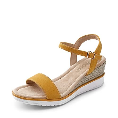 Image of DREAM PAIRS Womens Espadrille Wedge Sandals Open Toe Ankle Strap Slingback Platform Sandals,Size 5,Yellow,SDPW2342W-E