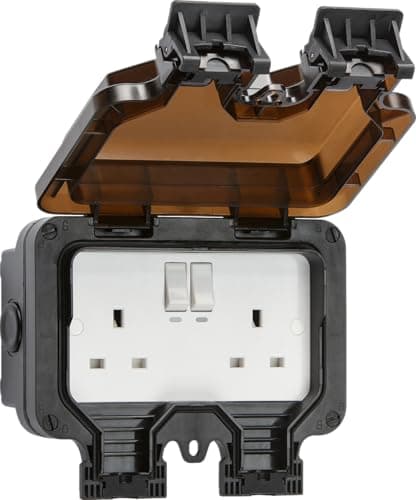 Image of Smart WiFi Waterproof Outdoor Double Socket - Certified Works with Alexa + Certified Works with Google Assistant, Black