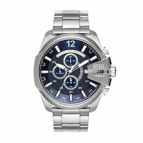 Image of Diesel Watch for Men Diesel Chief Series, Quartz Chronograph Movement, 51 mm Silver Stainless Steel Case with a Stainless Steel Strap, DZ4417
