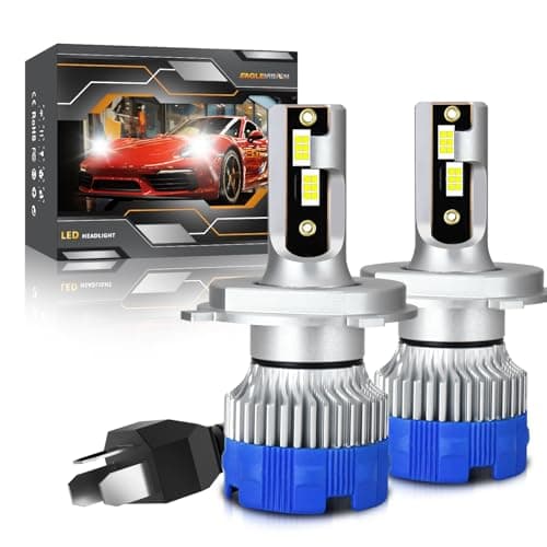 Image of GSRECY H4 LED Headlight Bulb, H4 HB2 9003 Hi/Lo Beam Headlight Bulb, Super Bright 60W 12000LM 6000K White H4 LED Headlights Bulb Conversion Kit, Mini Size H4 Headlight Bulb Plug and Play, Pack of 2