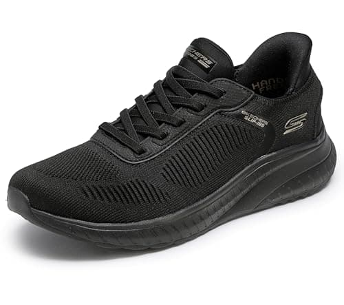 Image of Skechers Women's Bobs Squad Chaos Current Muse Slip-On Trainer, Black Textile, 5 UK