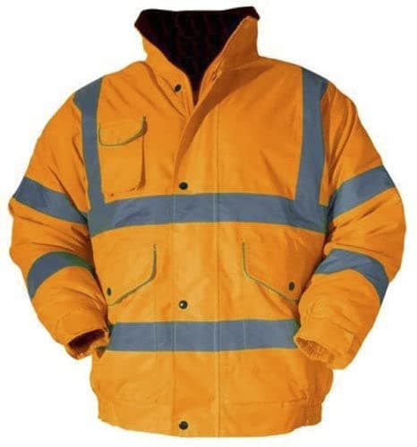 Image of Mens New Hi Viz Vis High Visibility Bomber Safety Work Jacket Coat Top Size S-5XL (as8, alpha, m, regular, regular, Orange)