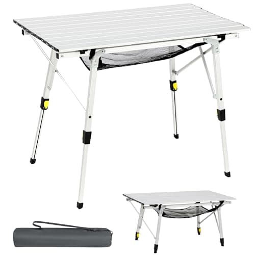 Image of Portal Camping Tables That Fold up 90×53cm Picnic Table Folding Portable with Height Adjustable Legs Collapsible 3ft Aluminium Rollup Outdoor Lightweight Foldable for Beach Fishing Garden BBQ