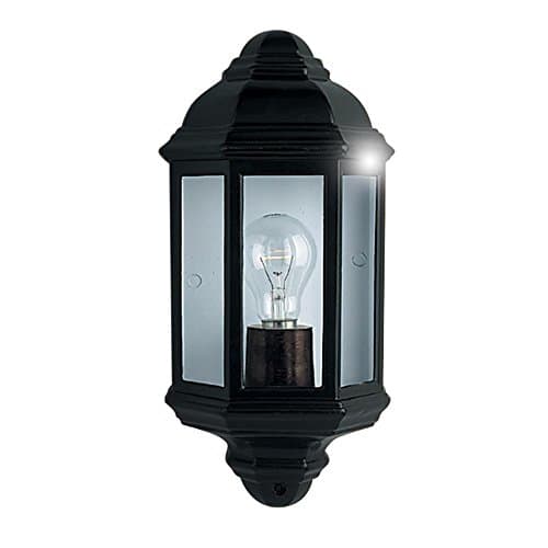 Image of Britalia Black Outdoor Single Lamp Traditional Flush Lantern Wall Light IP44-1 x E27 ES Large Edison Screw Light Bulb Required (Not Included) | Suitable for Standard or Smart LED Lamps