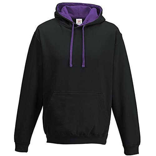 Image of Jet Black/Purple Varsity Hoodie, Contrast Pullover Men's Hoodie Small Plus 1 T Shirt
