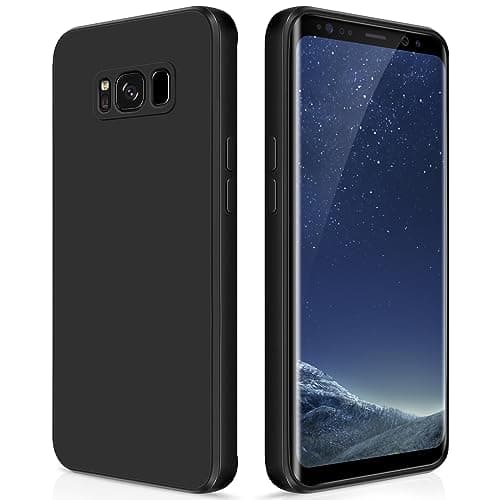 Image of GiiYoon Case Compatible with Samsung Galaxy S8, Silky-Soft Touch Full-Body Protective Phone Silicone Case, Shockproof Cover with Microfiber Lining, Black