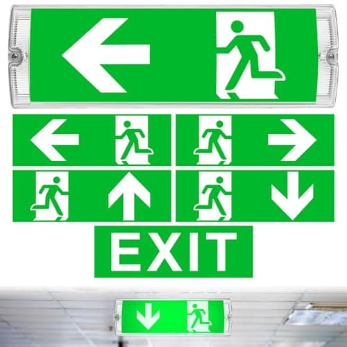 Image of IP65 3W Emergency LED Exit Sign Bulkhead, LED Emergency Bulkhead Light Fitting, LED Emergency Exit Light Bulkhead, Self Test with Legend Set, Maintained or Non-Maintained Fire Exit Sign