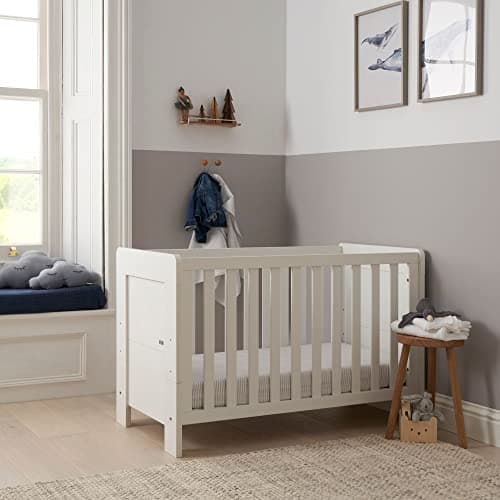 Image of Tutti Bambini Alba 3-in-1 Baby Cot Bed (0-4 years) 120x60 cm - 3 modes: Wooden Baby Crib, Toddler Bed & Day Bed, Convertible Baby Bed, Adjustable Base, (White)