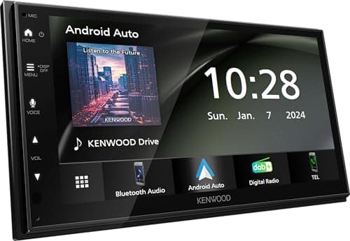 Image of Kenwood DMX5023DABS Digital Car Stereo, 7-inch Display, Apple CarPlay, Android Auto, GPS Navigation, USB, Bluetooth