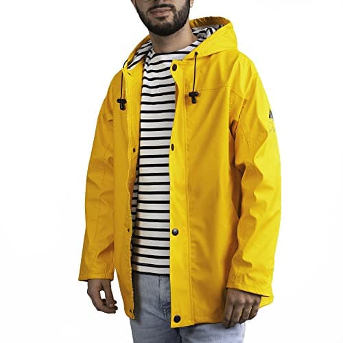 Image of Breizh Ocean - Jackets for Men - XS to 4XL - French Creation ARMOR - Rains Waterproof Jackets with Striped Lining - Waterproof Jacket