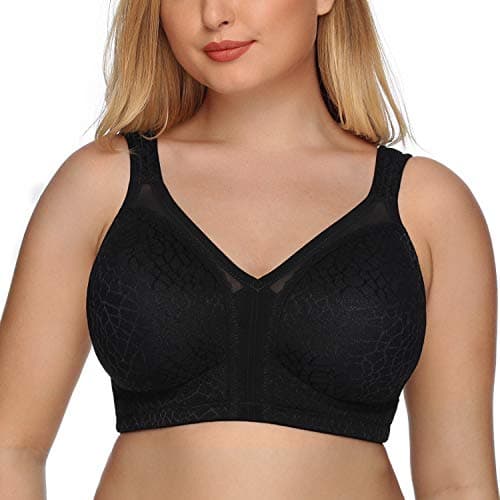 Image of DotVol Women's Full Coverage Minimizer Bra Comfort Wirefree Non Padded Plus Size Everyday Bra(40DD, Black)