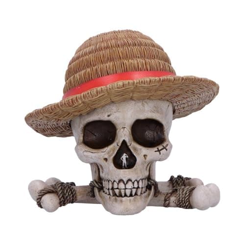 Image of Nemesis Now One Piece Luffy Jolly Roger Box - Cast in Resin, Hand Painted, Collectible Storage, Gifts for Men & Anime Collectors, Iconic Skull & Crossbones with Straw Hat Design, 17.5cm