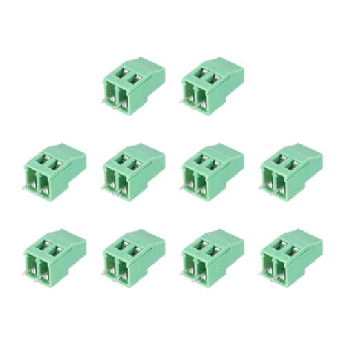 Image of sourcing map 10Pcs 2 Pin PCB Mount Screw Terminal Block Connector 5.08mm 0.2 Inch Pitch PCB Wiring Terminals 300V 20A for 24-12AWG Cable, Green