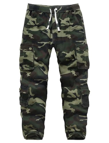 Image of APTRO Cargo Combat Trousers for Men UK Camo Tactical Mens Trousers Work Trousers Cotton Joggers with Multiple Pockets Green Camouflage S