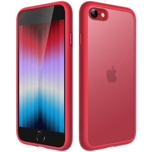 Image of JETech Matte Case for iPhone SE 3/2 (2022/2020), iPhone 8/7, 4.7-Inch, Shockproof Military Grade Drop Protection, Frosted Translucent Back Phone Cover, Anti-Fingerprint (Red)