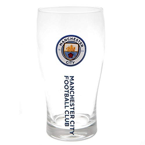 Image of Manchester City FC Tulip Pint Glass (One Size) (Clear/Blue)
