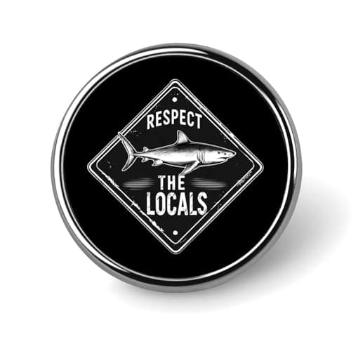 Image of Shark Respect Locals Round Metal Brooch Badge Fashion Lapel Pins Jewelry Decor Unisex