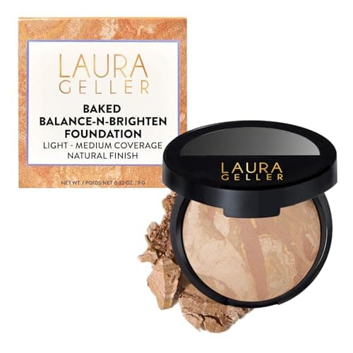 Image of LAURA GELLER Baked Balance-n-Brighten Colour Correcting Powder Foundation (Light) Buildable Light to Medium Coverage Baked Foundation, Demi-Matte Finish