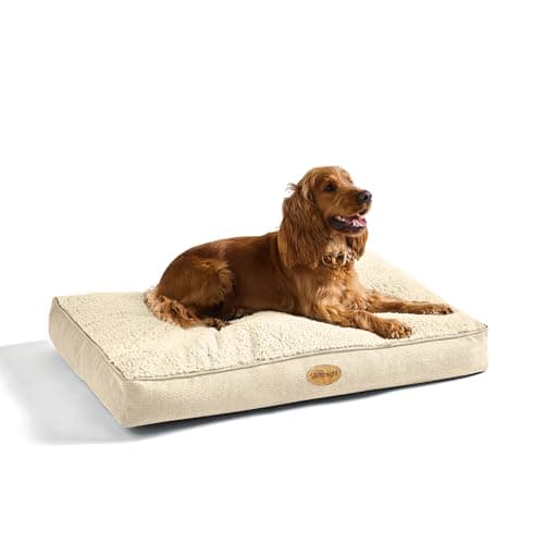 Image of Silentnight Ultra Bounce Dog Bed - Soft Large Dog Pet Bed Pillow Mattress for Crate - Easy Clean, Machine Washable and Non-Slip Base, Medium 50x75cm, Natural