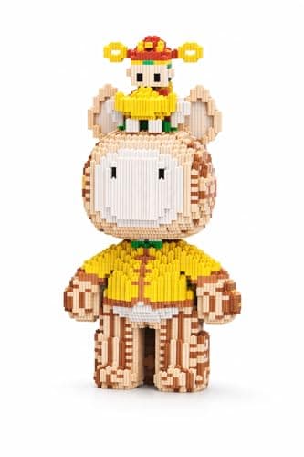 Image of Bear Building Blocks Micro Blocks Animal Building Set, Cute Giraffe Figure with Duck Crown, Large Nano Brick Model Kit, Desk Decoration Collectible Gift for Kids & Adults 38cm 5000pcs
